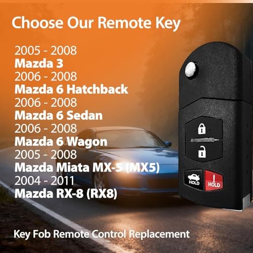Keyless Key Fob Remote Control Replacement for 2004 - 2011 Mazda 3 6 Hatchback