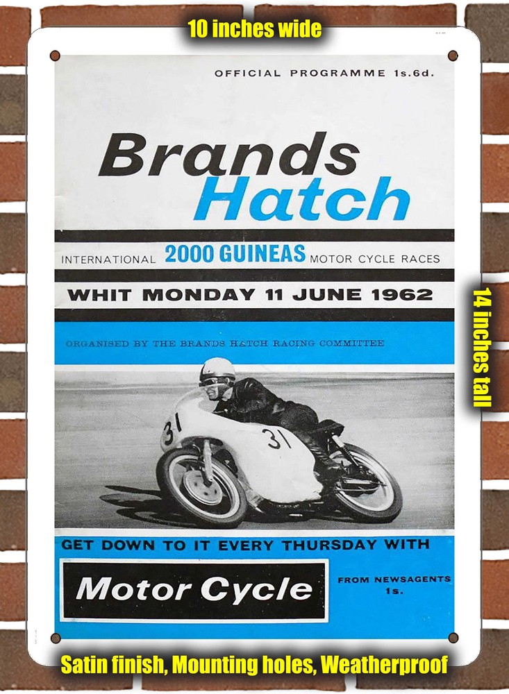 Metal Sign - 1962 Brands Hatch Circuit Racing Program - 10x14 inches