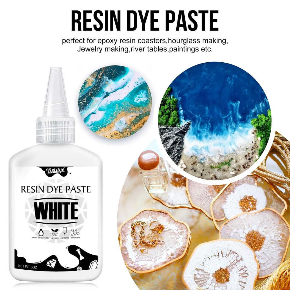 White Epoxy Resin Pigment Paste, 6oz High Concentrated