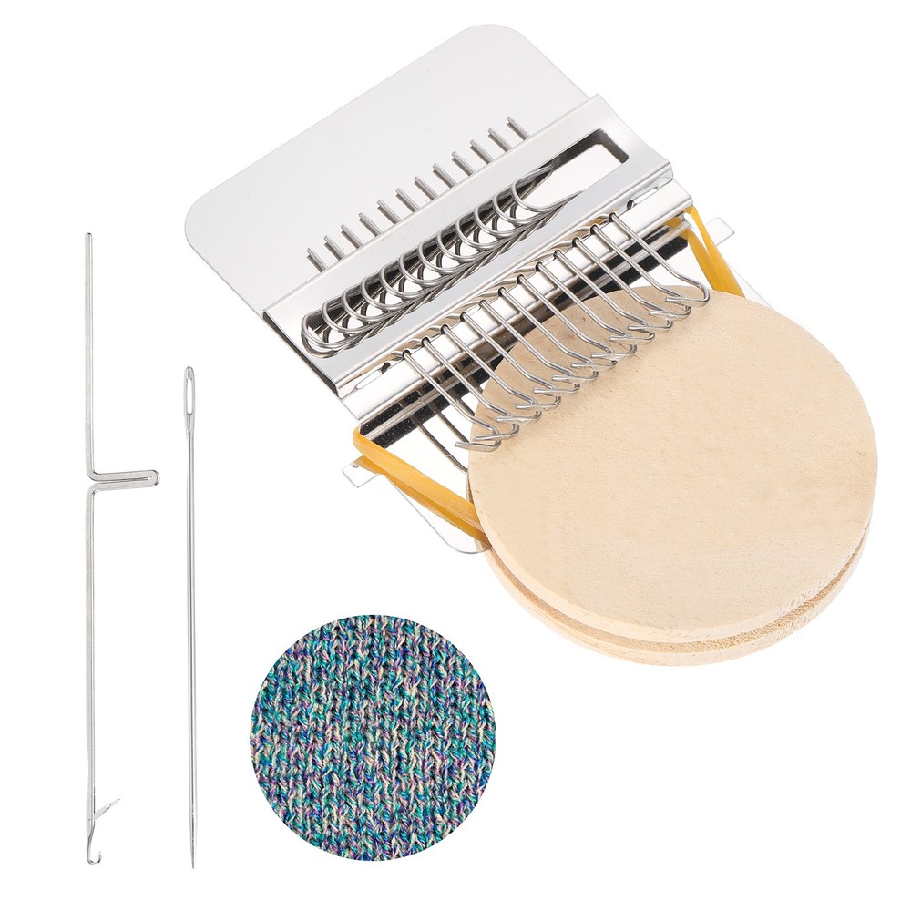 Speedweve Darning Loom, 12 Hooks Mini Weaving Knitting Machine Silver