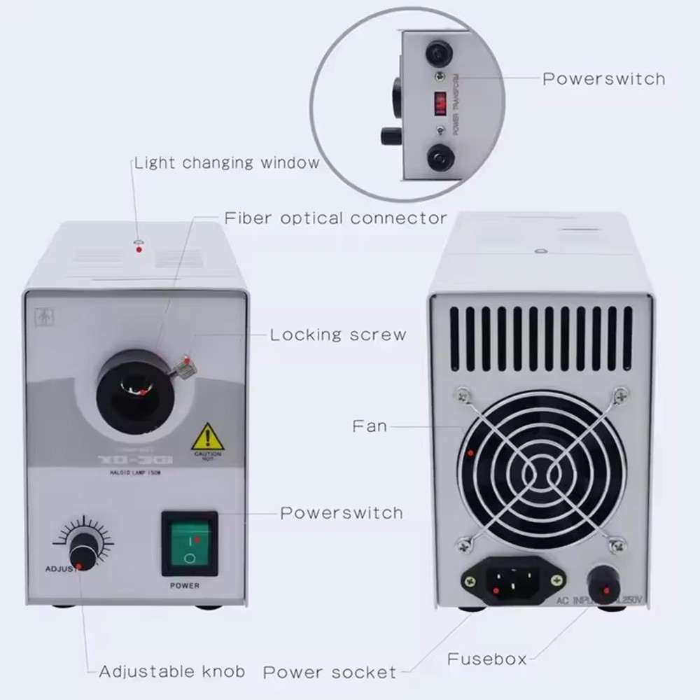 150W Single Hole Halogen Medical Cold Light Source for Microscope Endoscope ENT