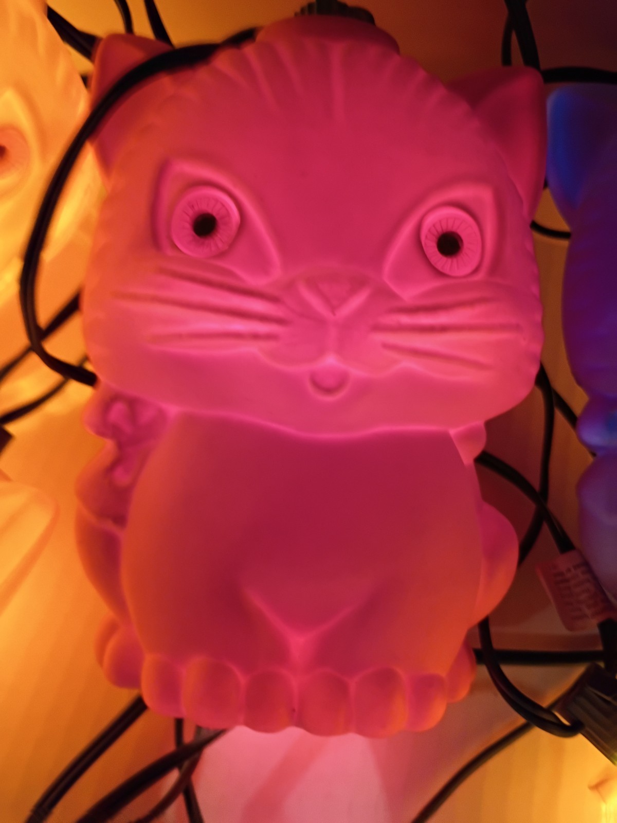 Vtg 60’s Pasta CAT Blow Mold 13pc String Lights RV Camper Patio Tiki Parti Lites