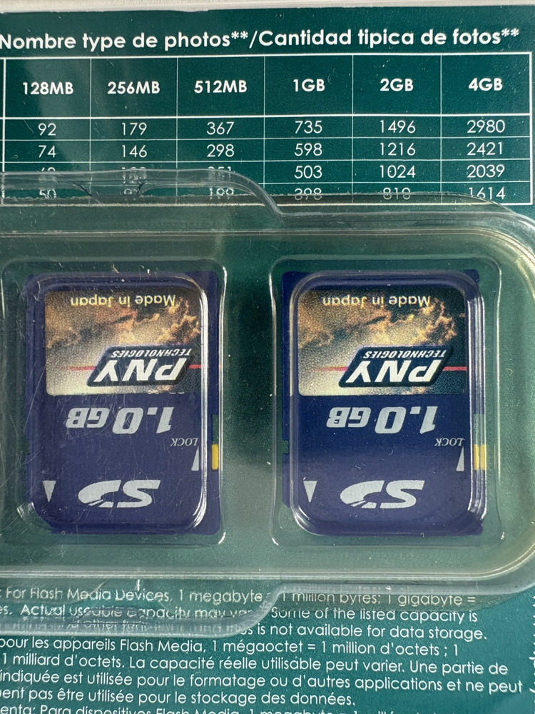 PNY 1GB SD Cards 3 Pack NIP
