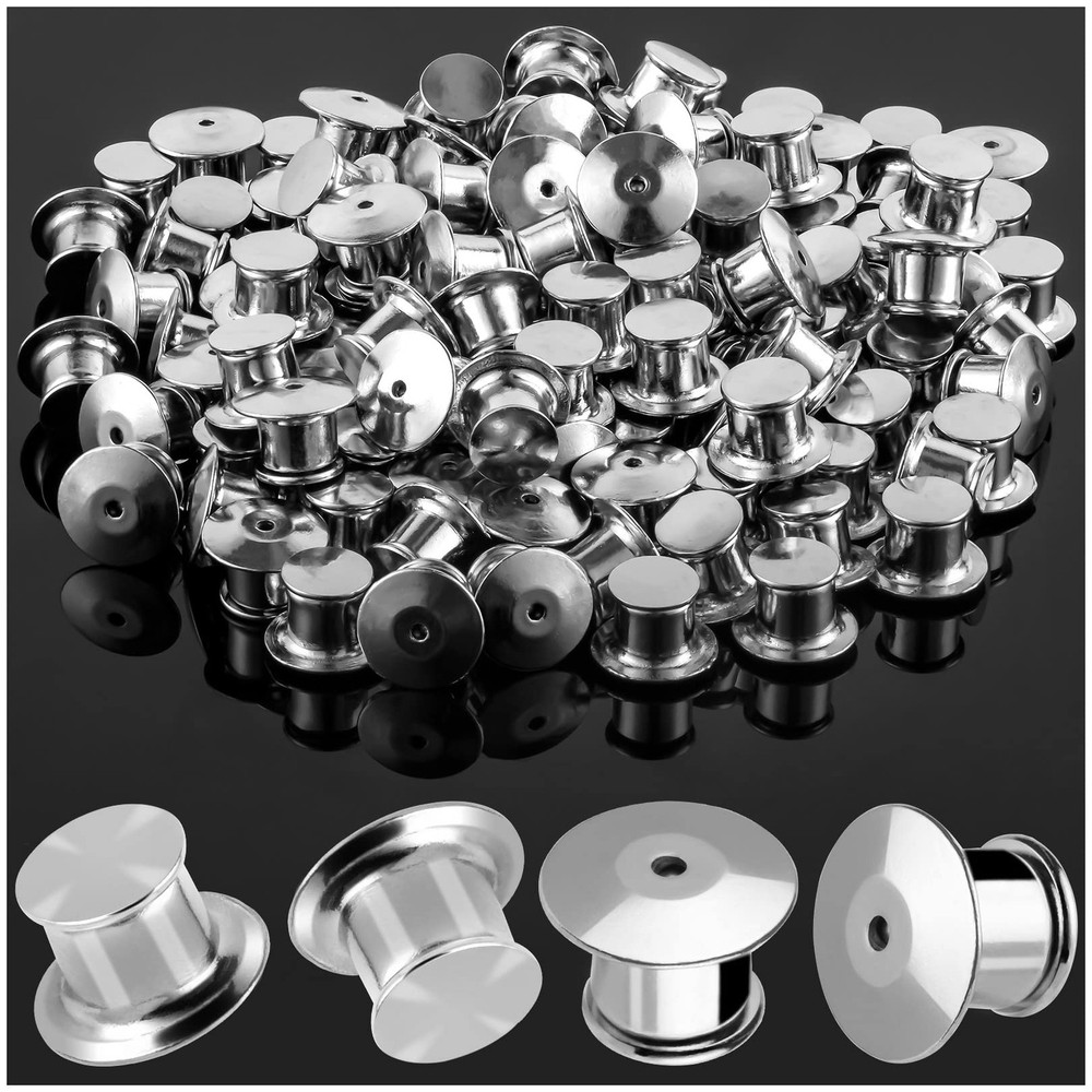 YGAOHF 60PCS Locking Pin Backs for Enamel Pins, Secure Small, silver