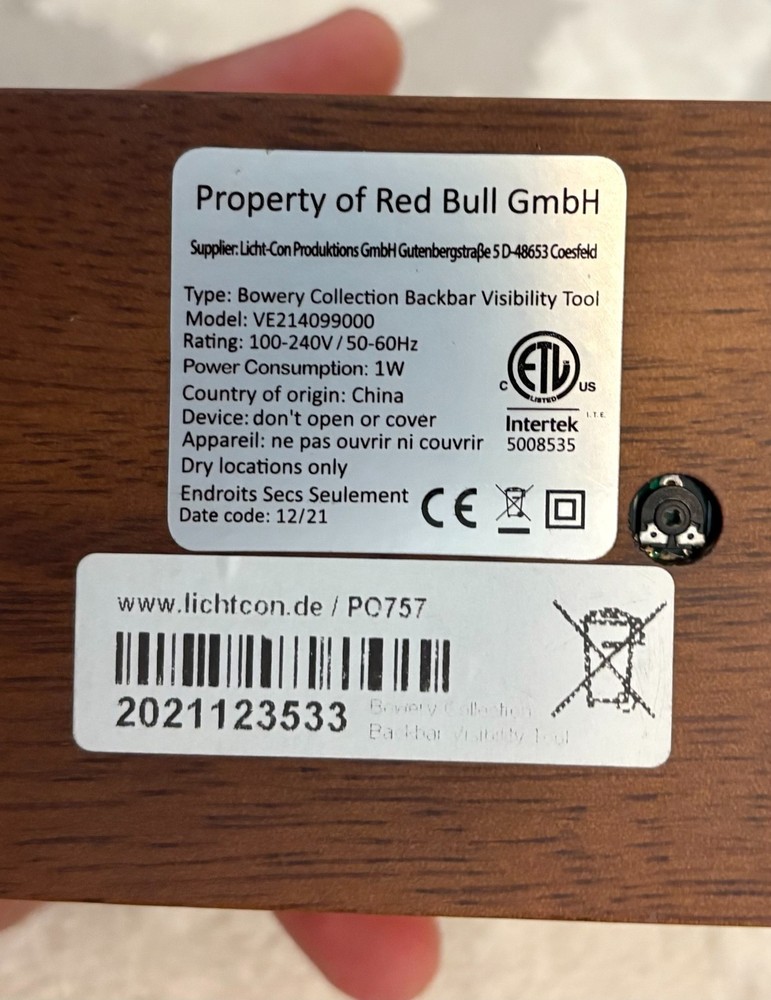 Red Bull Bowery Collection Backbar Visibility Tool LED Lighted