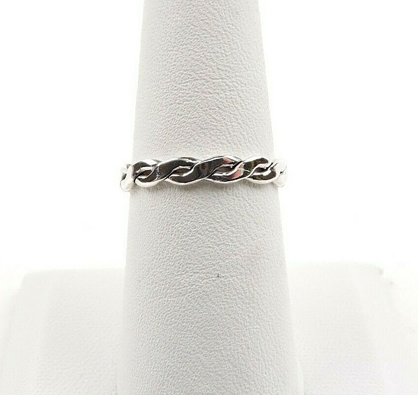 Sterling Silver 3 mm Weaved Band Ring - Free Gift Packaging
