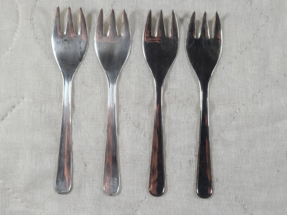 4 Leonard Silverplated Pickle/Olive  Forks
