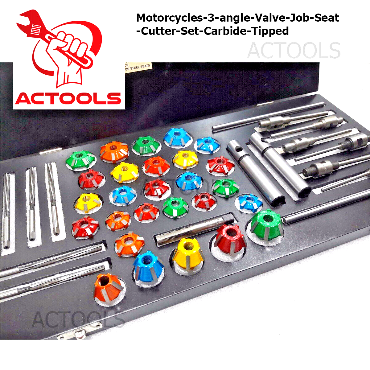 New Valve Job Seat Cutter Set Carbide Tipped for Motorcycles 3 angle USA ACTOOLS