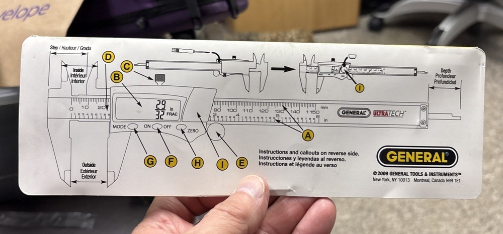 General Tools DIGITAL CALIPER No. 147 Inside Outside Step Range 6” New in Case