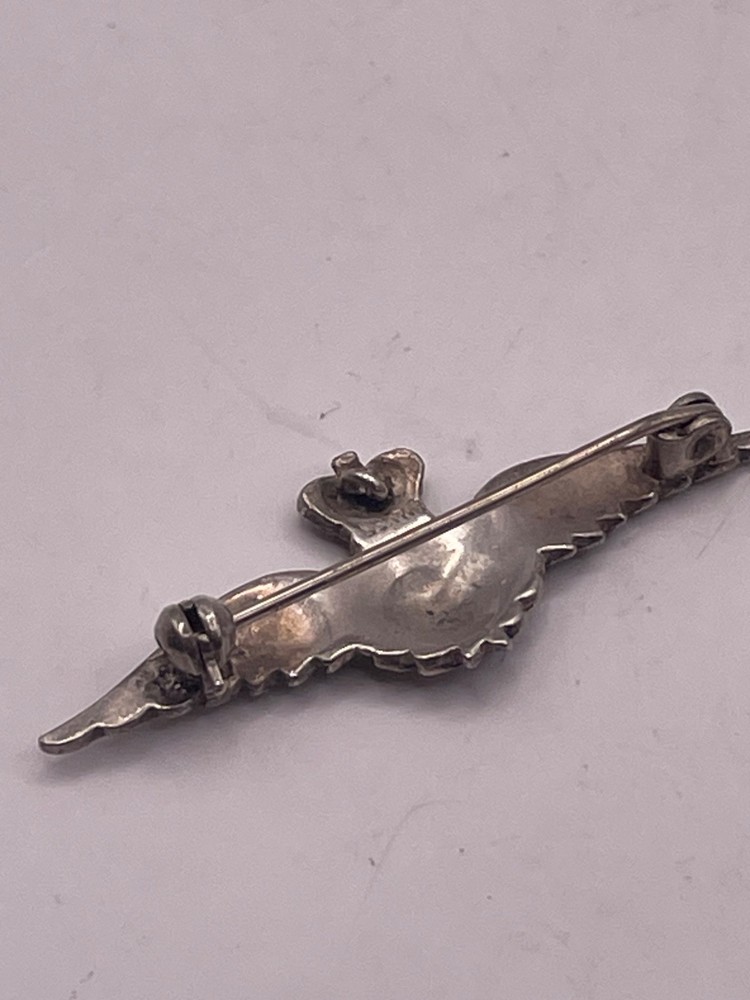 RAF Sweetheart Brooch WW2 Solid silver marcasite enamel