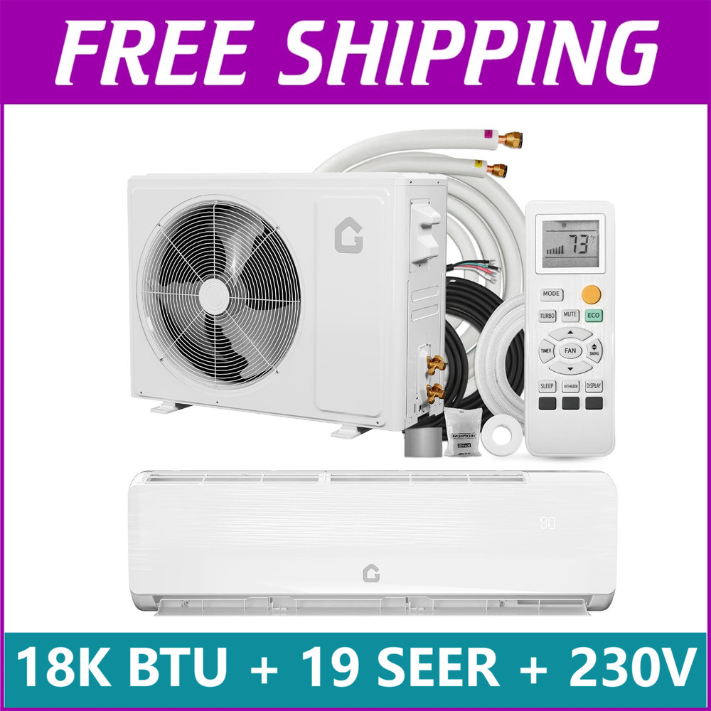 18000 BTU Mini Split Air Conditioner Heating & Cooling Systems 19 SEER2 Ductless