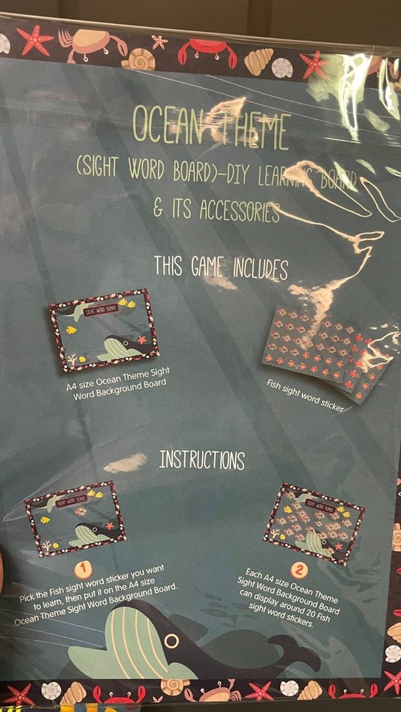Ocean Theme Phonics Learning Board Sight Word Set - Educational Homeschool