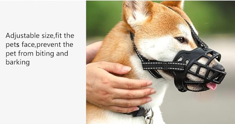 Dog Muzzle Basket Type Adjustable Size 6 Lightweight Reflective Tape