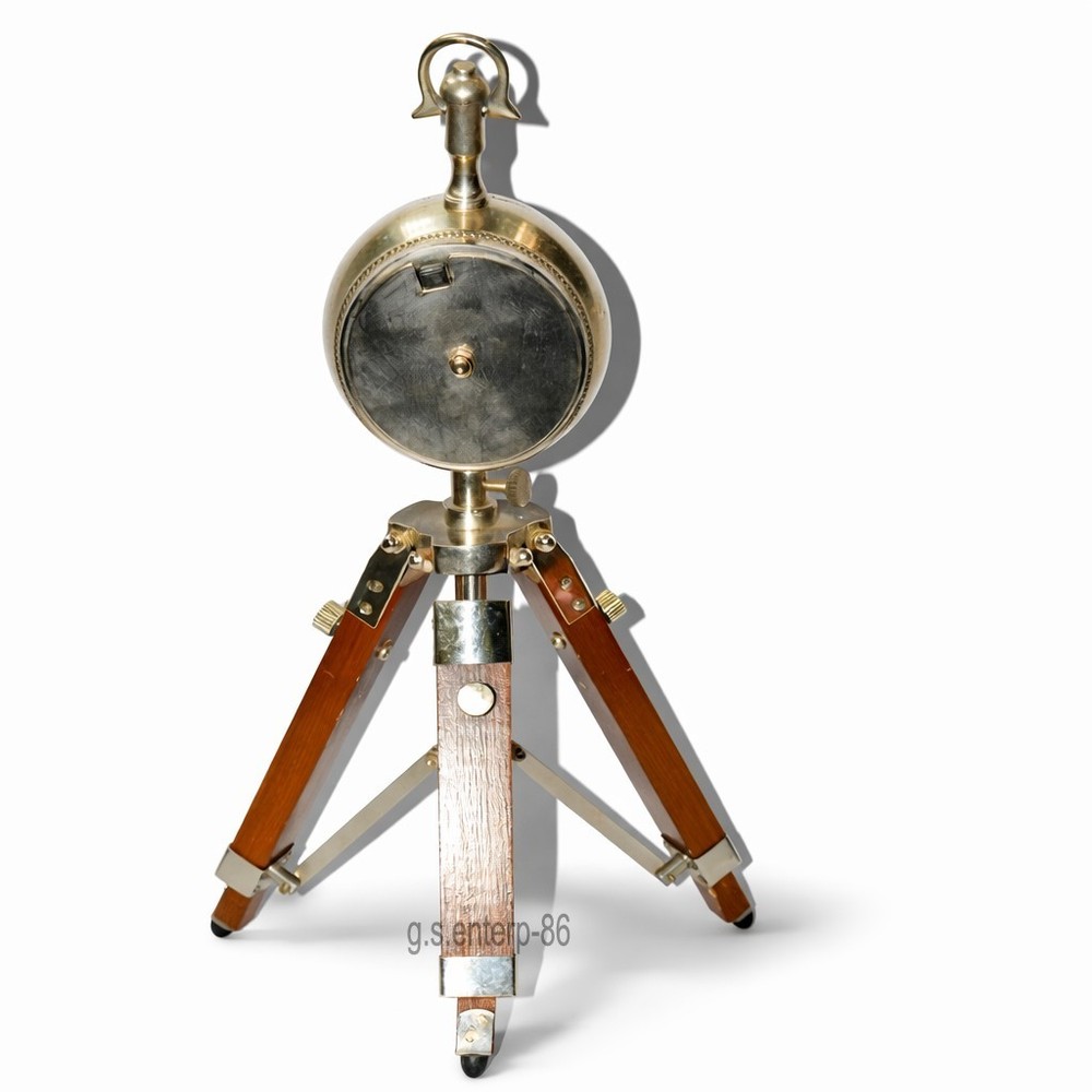 Solid Brass Tripod Clock Antique Style Table Decor Home & Office Collectible
