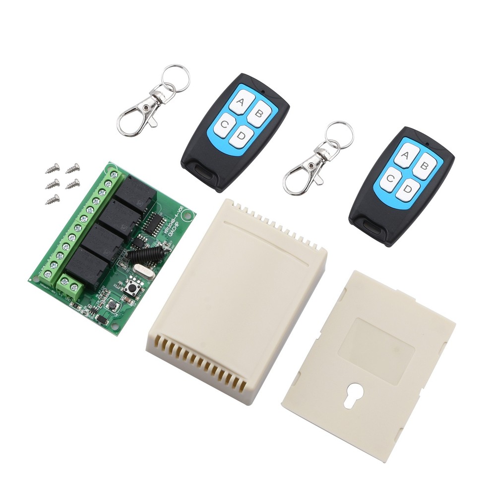 New DC 4-Channel 443MHz Wireless RF Remote Control Relay Switch With 2 Receiver