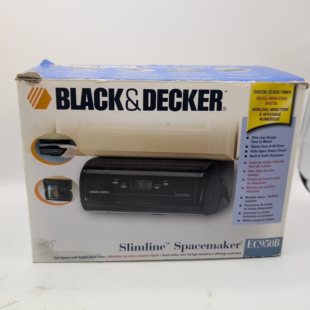 Black & Decker Slimline Spacemaker Can Opener Digital Clock w/ Hardware EC950B
