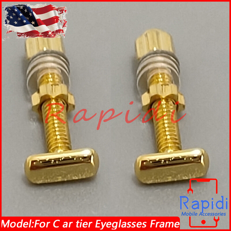 2PCS Curved Rectangle Screw&Bolt 4mm Replace For Car tier Eyeglasses Frame Gold