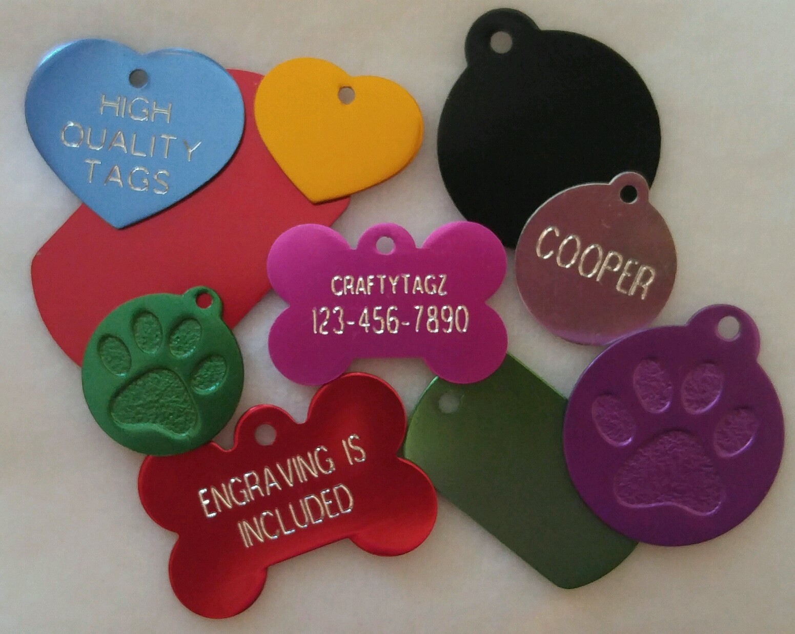 CUSTOM ENGRAVED PERSONALIZED PET TAG ID DOG CAT NAME TAGS DOUBLE SIDE