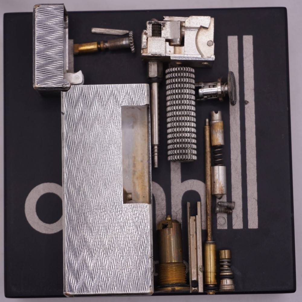 Dunhill Rollagas Lighter Silver CHEVRON Pattern-Ultrasonically cleaned_Working