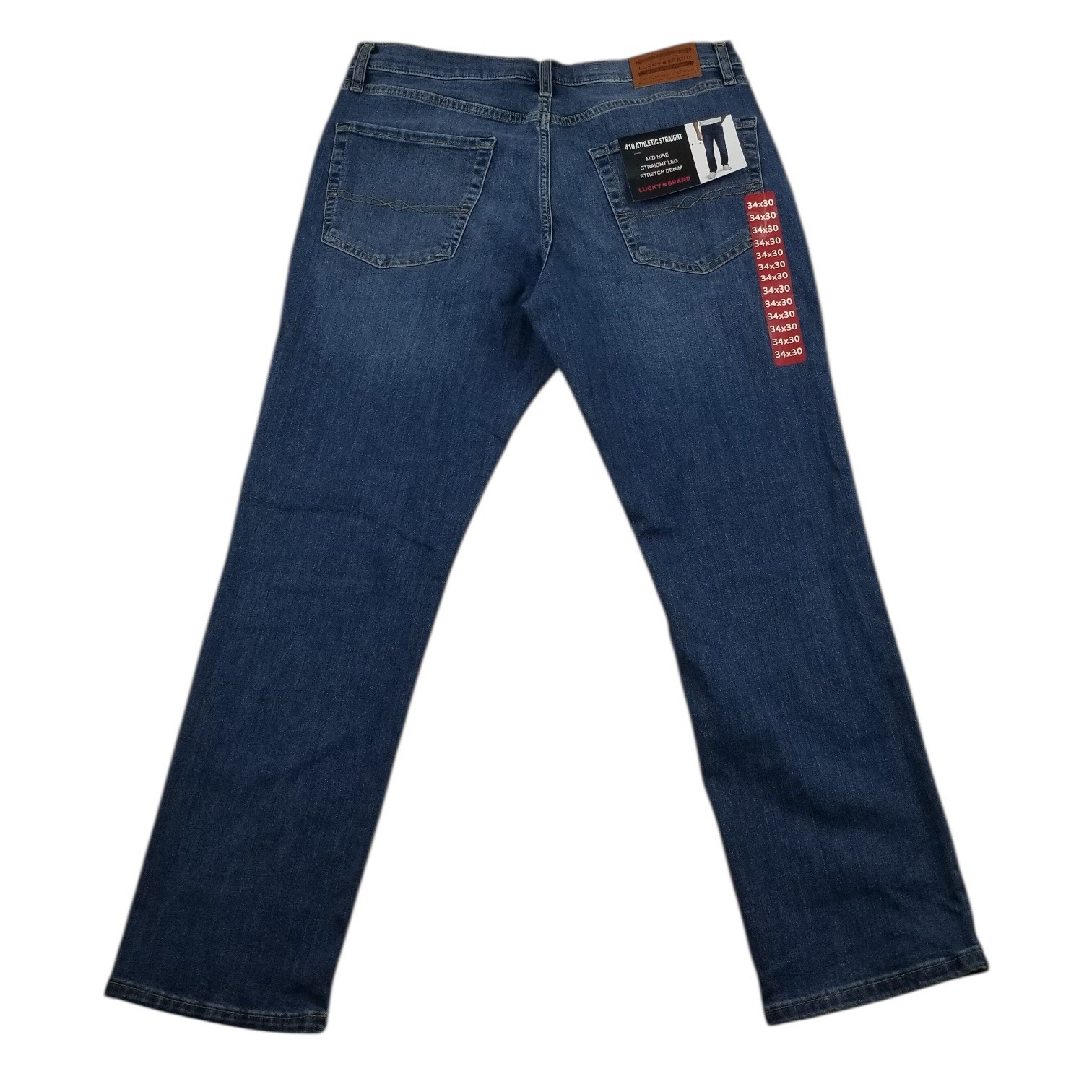 NEW Lucky Brand 410 Athletic Straight Jeans MENS Blue Medium Wash SIZE 34 x 30