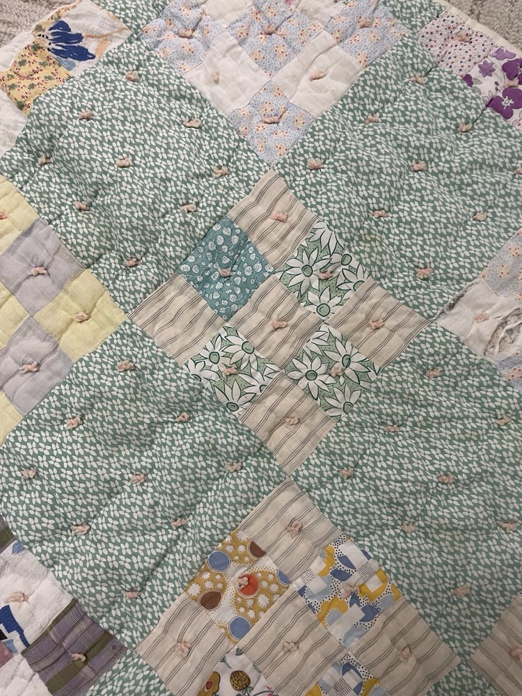 Vintage Round Circle Playmat Ninepatch Quilt