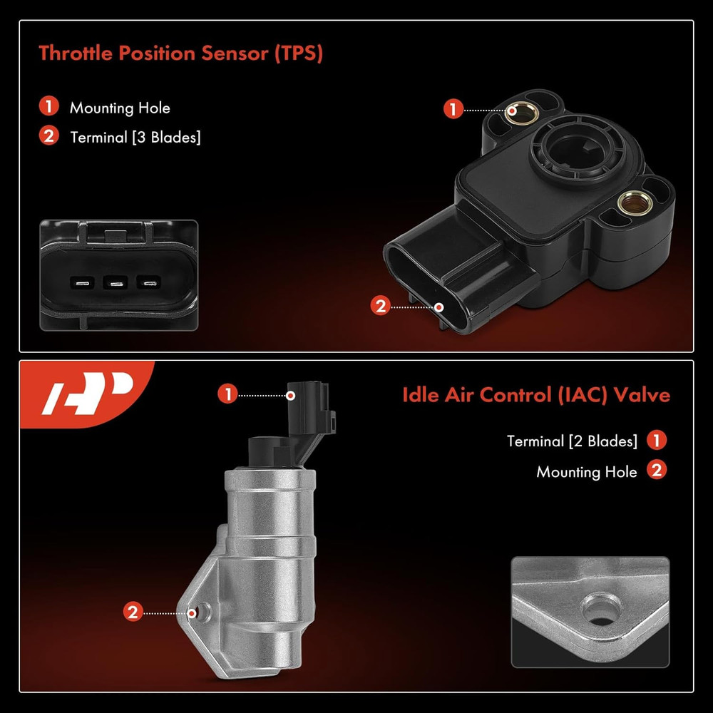 Idle Air Control Valve IAC + Throttle Position Sensor TPS Compatible with Ford E