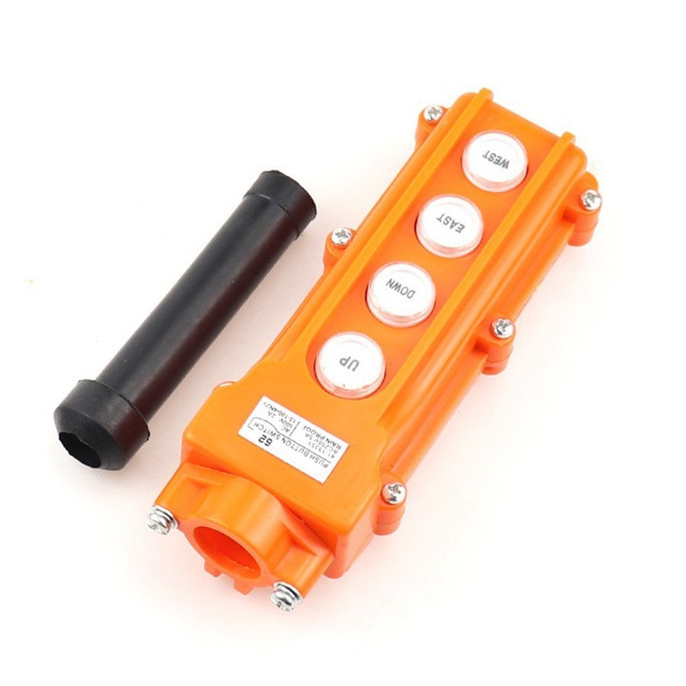 Crane Pendant Switch COB62 4 Way Push Button Orange Rainproof ABS Plastic