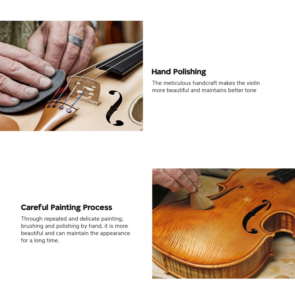 Yescom 4/4 Solid Wood Full Size Violin with Case & Bow Shoulder Rest for Student