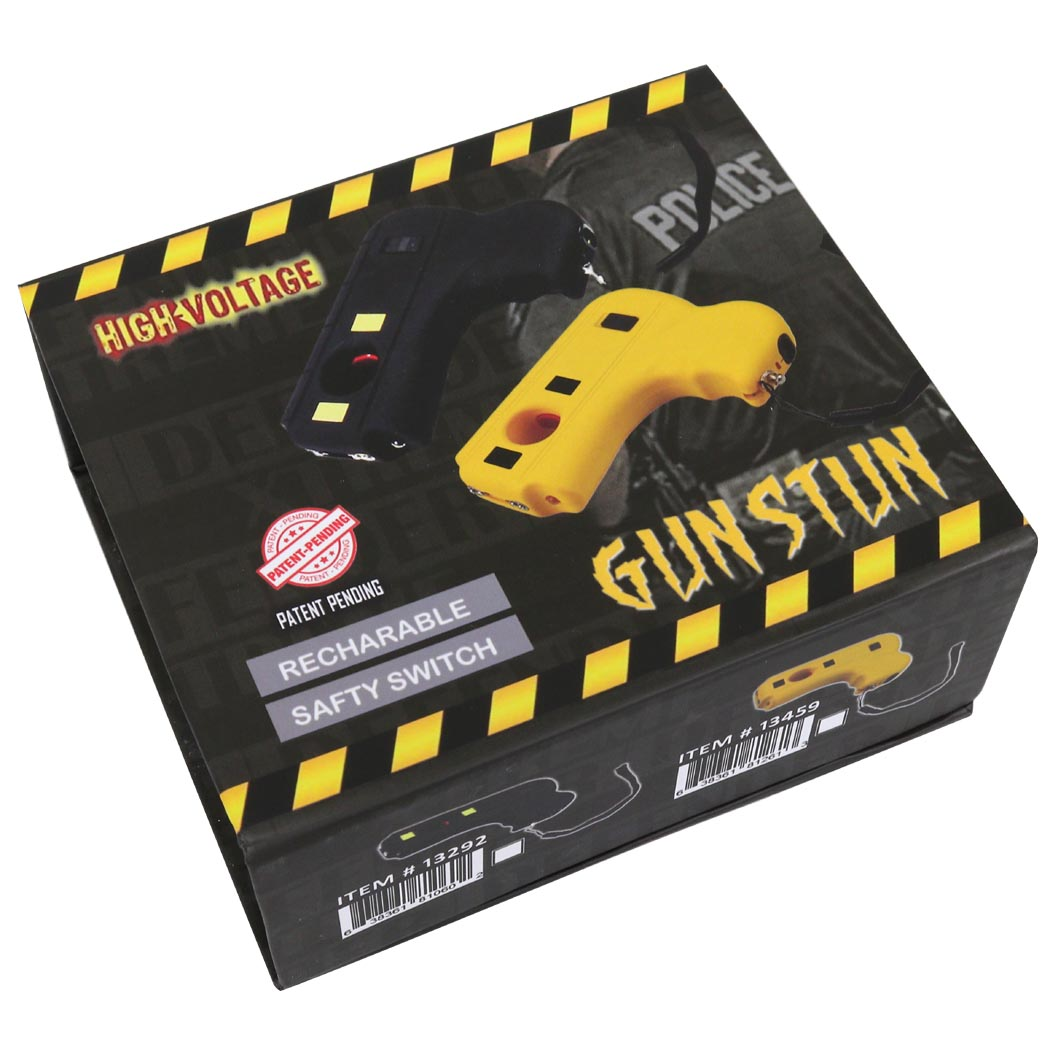 DEFENDER 10 MV Rechargeable Pistol Grip STUN GUN w/ LED Light & Holster YELLOW