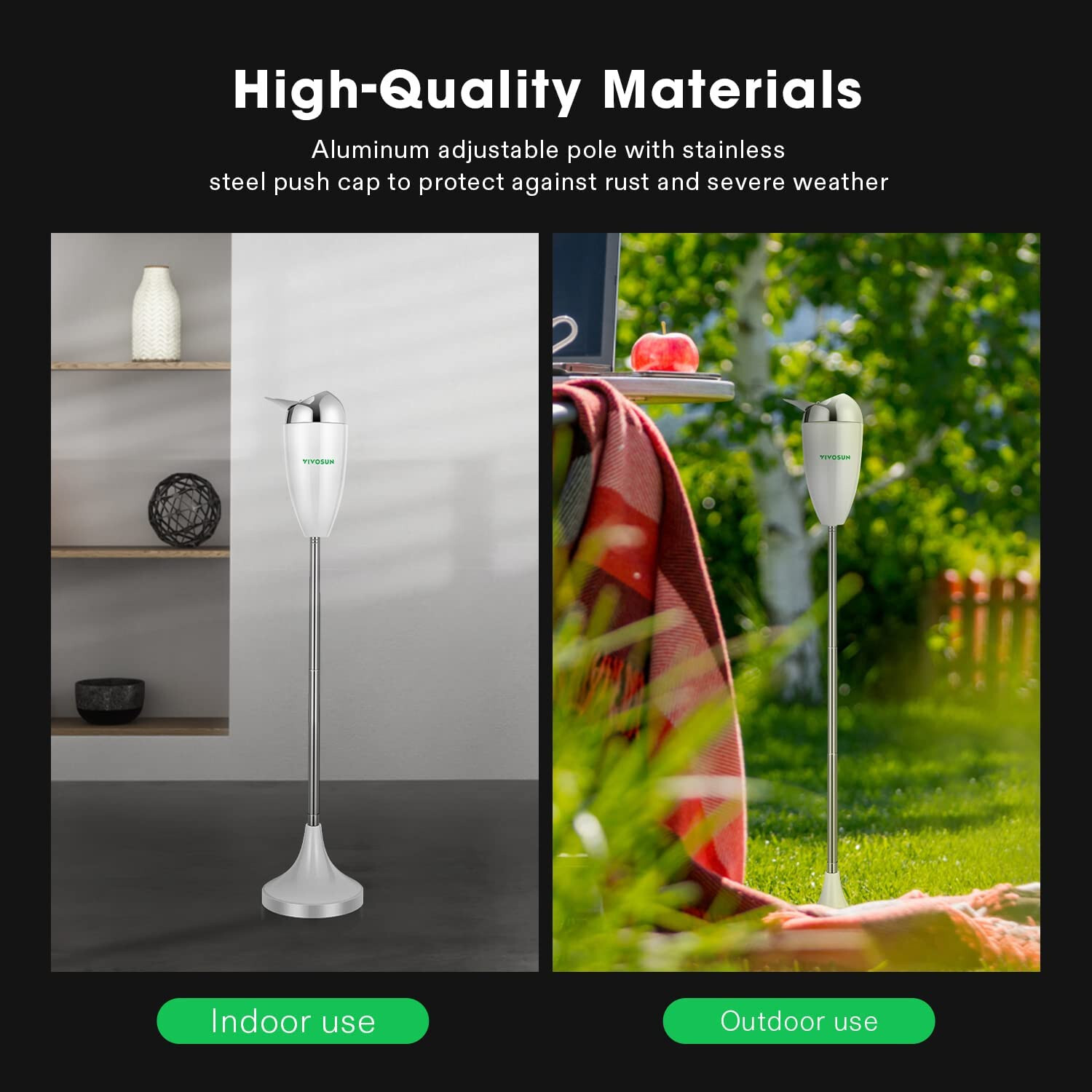 Adjustable Outdoor Standing Ashtray w/ Stainless Steel Lid Height 21.5" to 35"