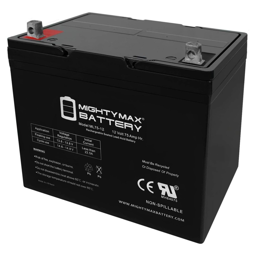 Mighty Max 12V 75Ah SLA Battery Replacement for Wayne WSB1275