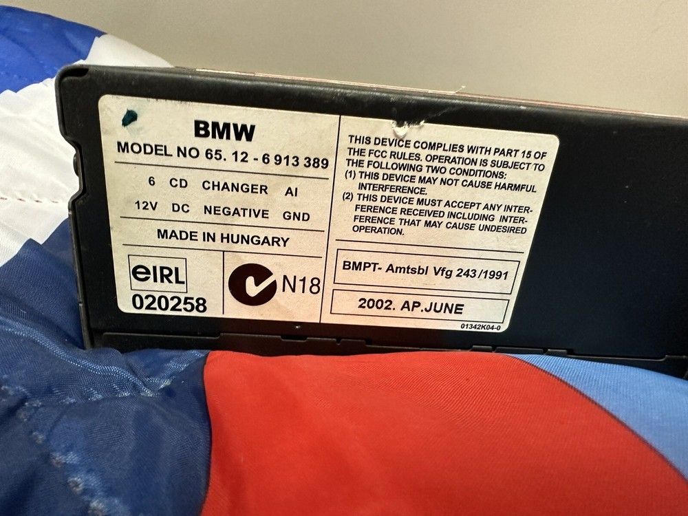 BMW E39 E46 E53 E85 E86 CD MULTICHANGER 6 DISC CHANGER & CARTRIDGE 6913389