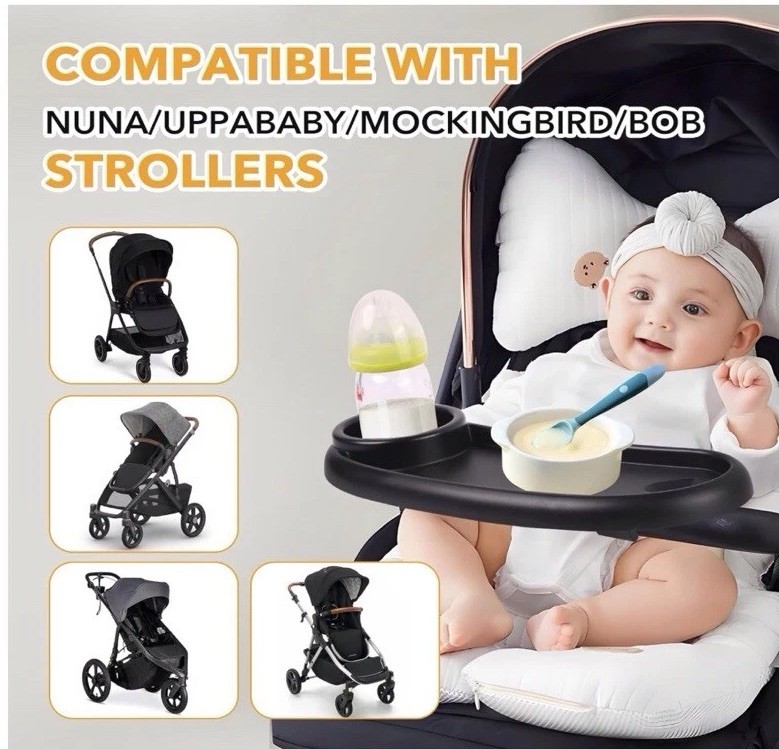 Snack Tray Compatible with Mockingbird, Nuna , Evenflo Strollers Black