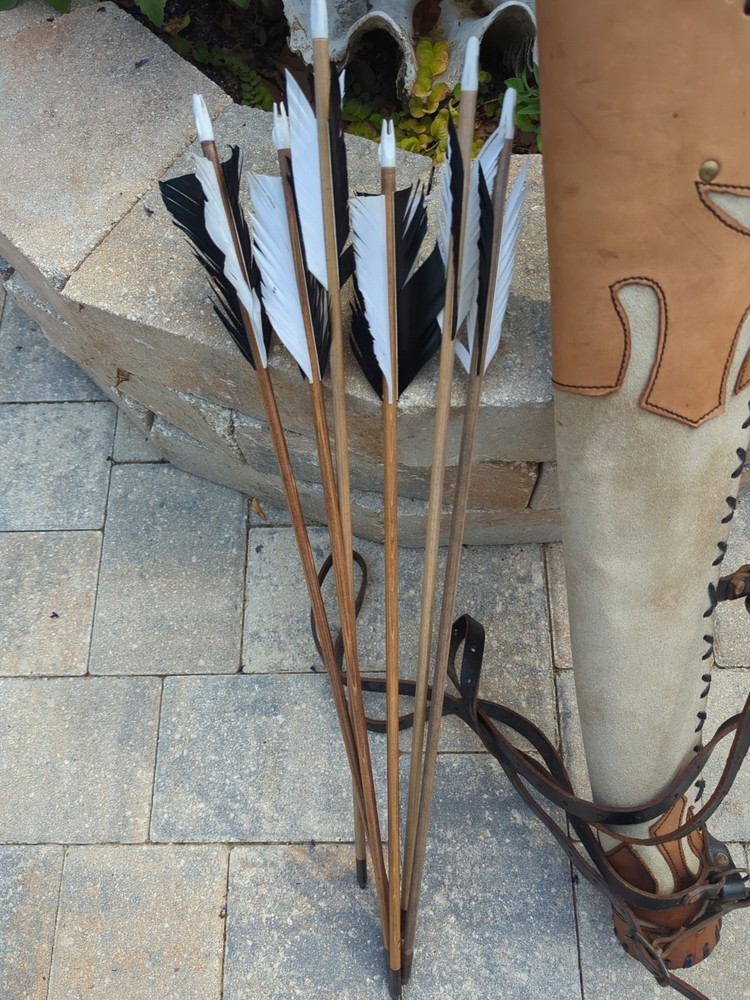 Leather Arrow Carrier With 11 Arrows.