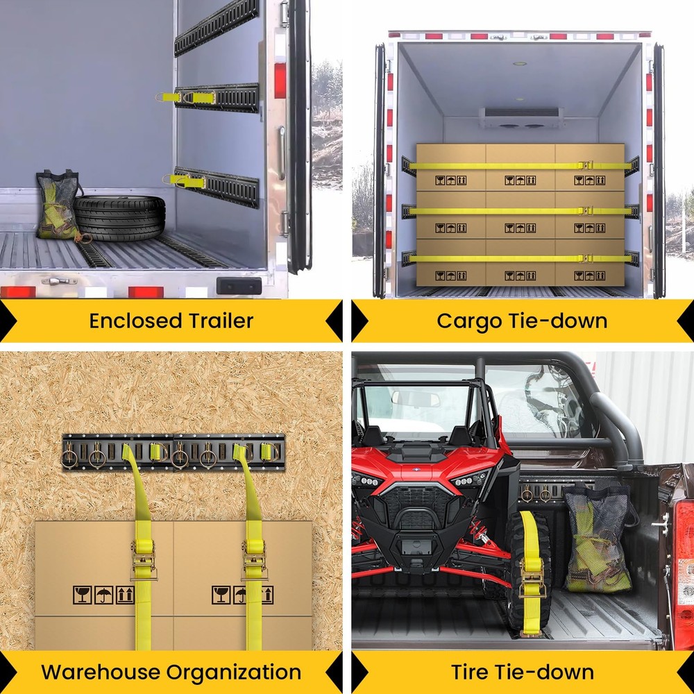 E Track Tie-Down Rail Kit, Trailer Tie Downs, 31 Pcs Set Etrack kit, 4 Yellow
