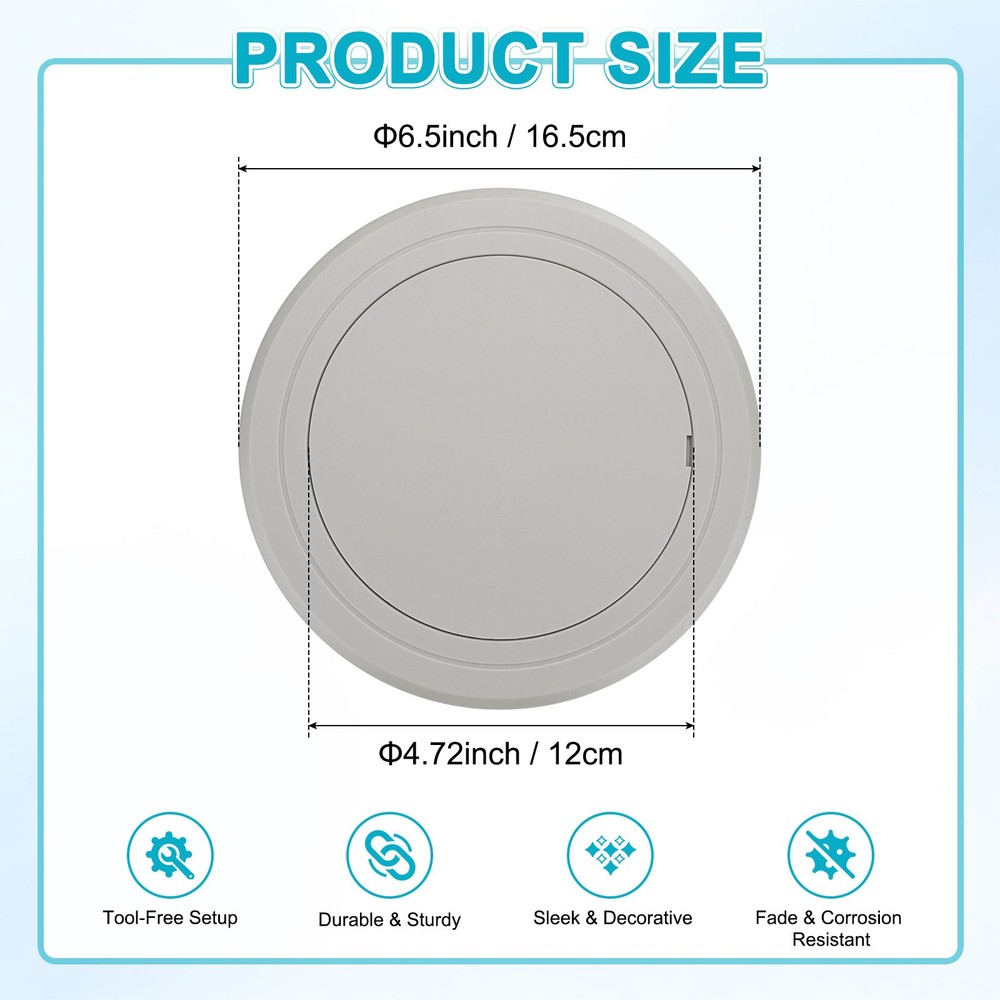 1-Pack Access Panel for Drywall, 5x5 Inch Round Plastic Removable [Gray]
