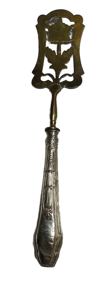 Antique Silver Handles 800 Serving Piece Pastry Server / Flipper Brass