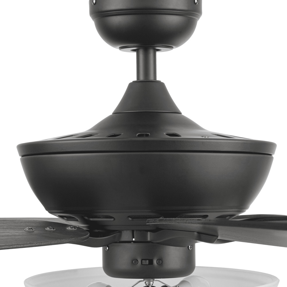 60" Black Ceiling Fan with Light, 5 Blades, Reverse Airflow, Pull Chain Control
