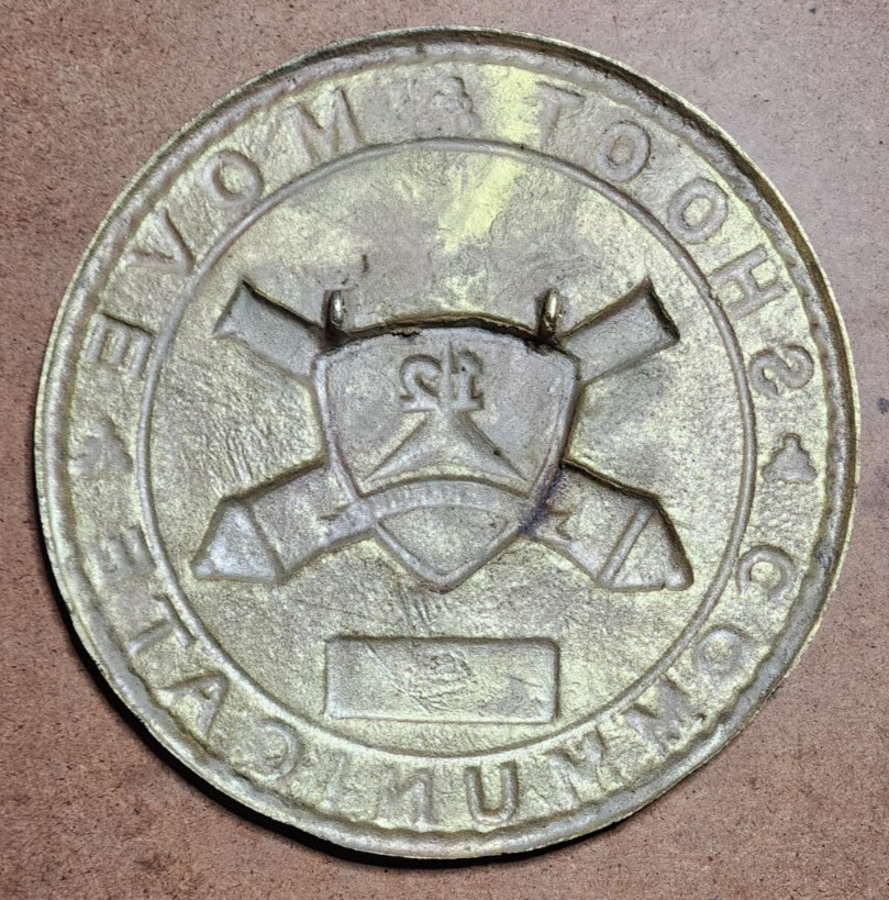 1985 USMC Brass Plaque - 12th MARINES 2/12 - Shoot, Move, Communicate