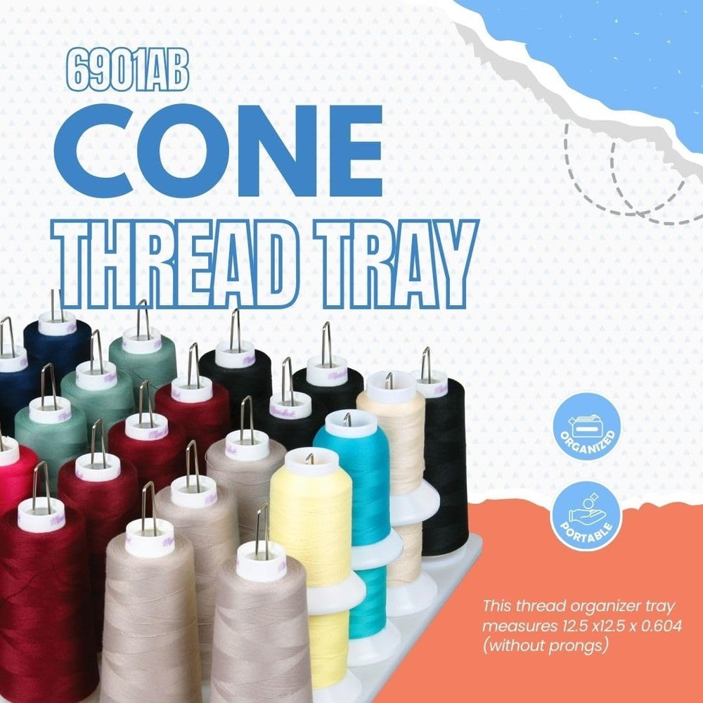 6901AB Cone Thread Tray, Sewing & Embroidery Serger Cone Thread Spool Assortm...
