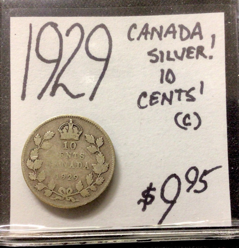 1929 Canada Silver! 10 Cents! ENN Coins