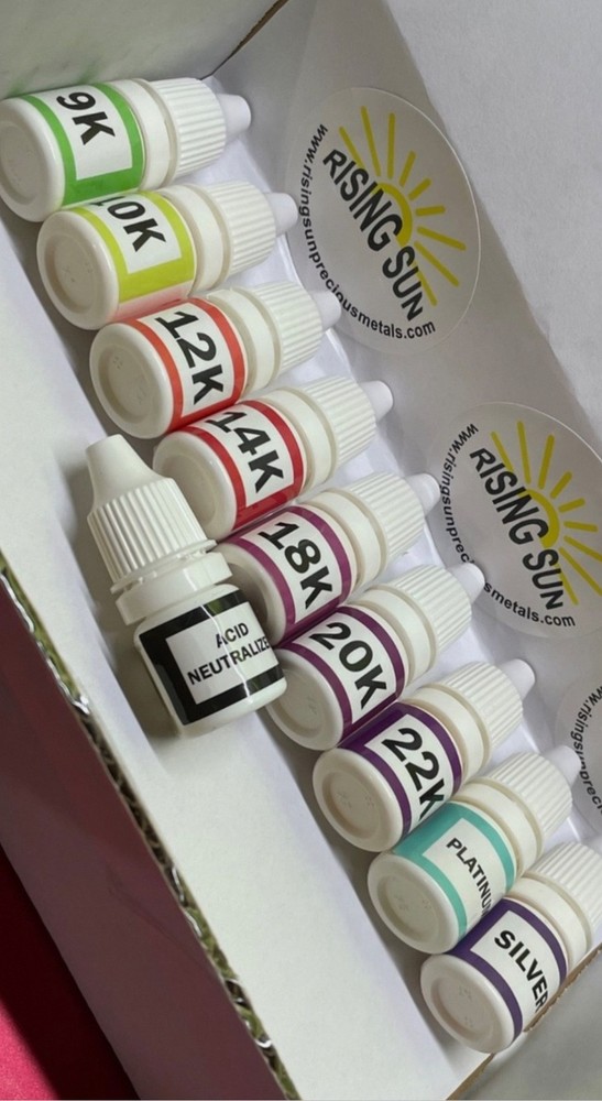 " Platinum", "Gold", "Silver", RISING SUN PRECIOUS METALS, acid test solution