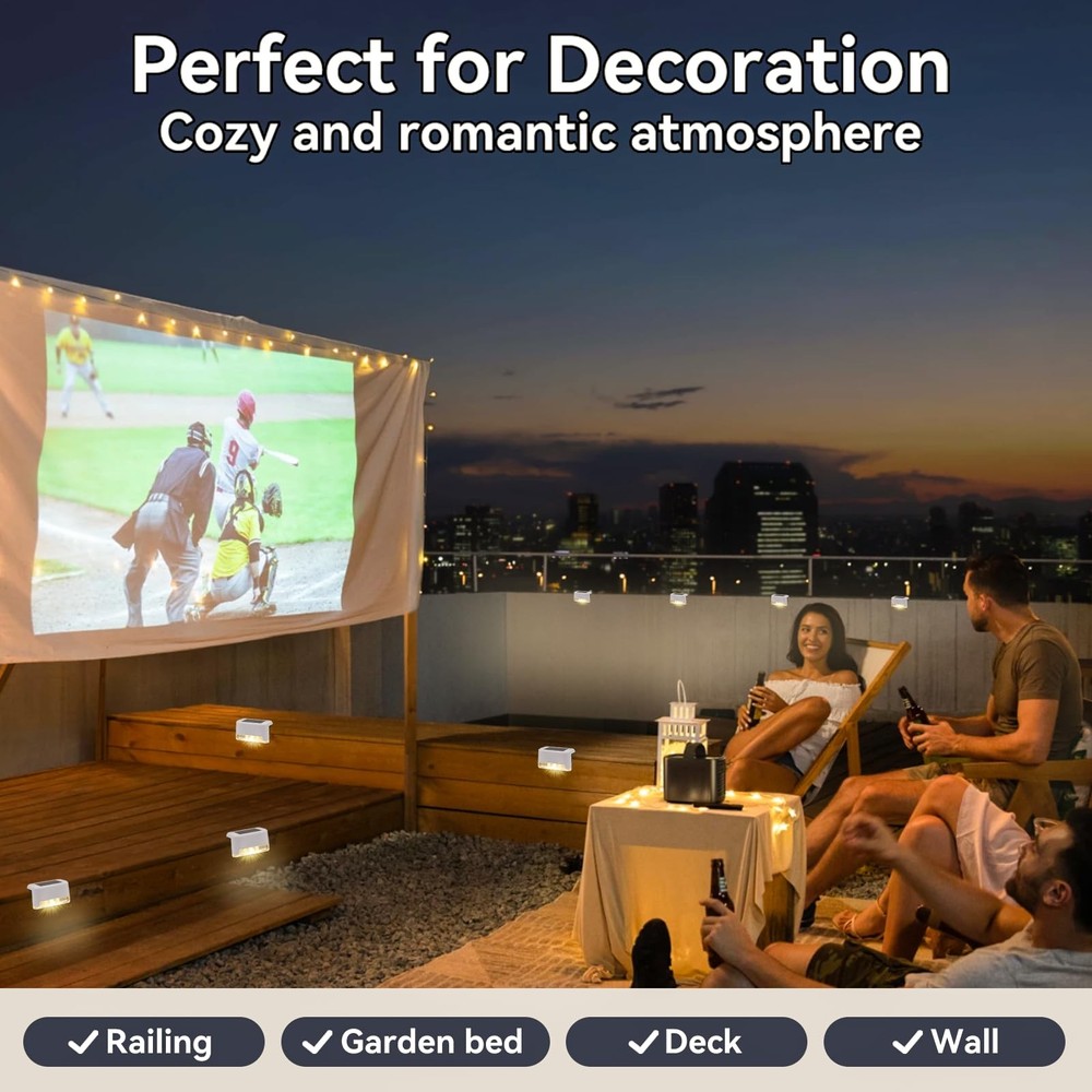Solar Powered Deck Lights Driveway Walkway Dock Light Step Lamp Decoration