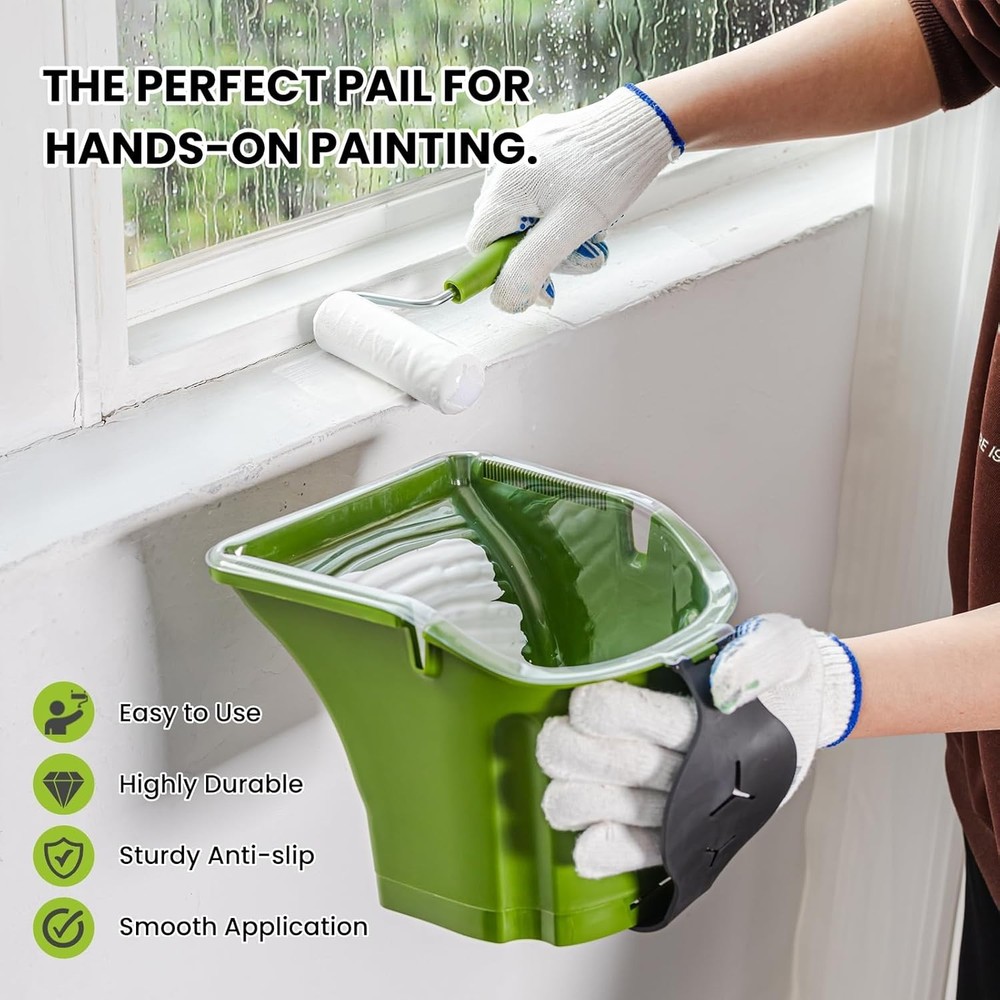 Complete Paint Roller Set with Foam Rollers, Bucket and Adjustable Grip Brush