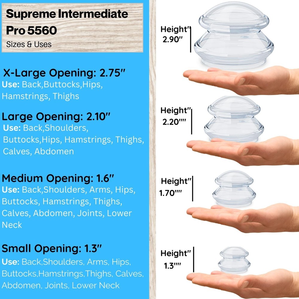 Cupping Warehouse Supreme 4 Intermediate Pro 5560 Silicone Cupping Set for Be...