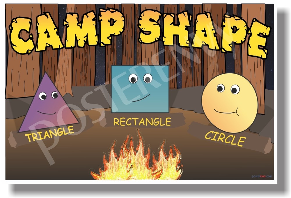 Camp Shapes - Triangle Rectangle Circle - NEW Classroom Geometry POSTER