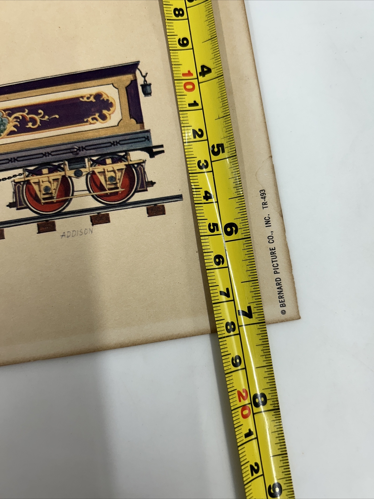 Vintage Baldwin Locomotive And Tender 14”x7” Litho 1859 President 10 Wheel 4-6-0