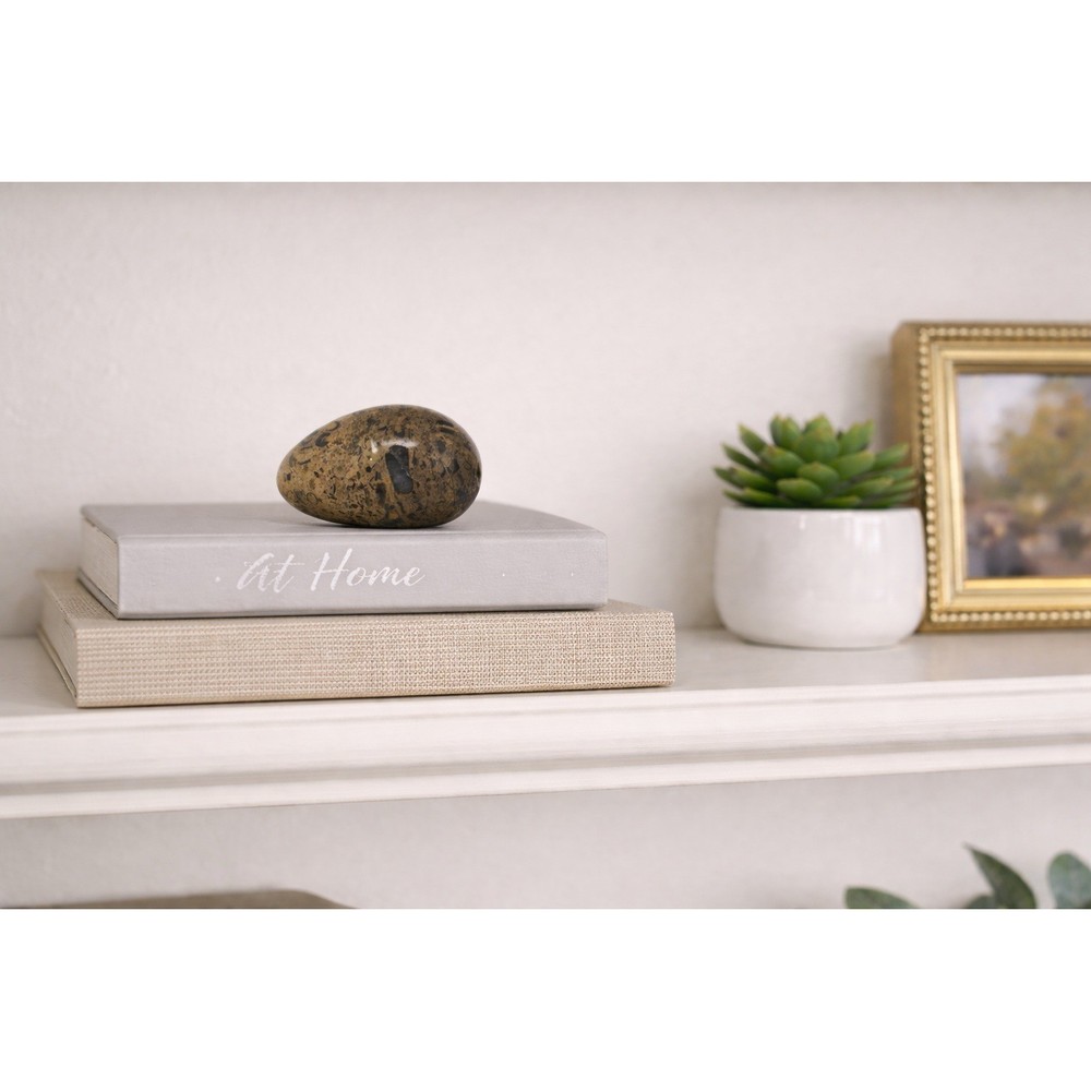 Fossilized Egg Stone Limestone Orthoceras Ammonite Sphere Display Paperweight