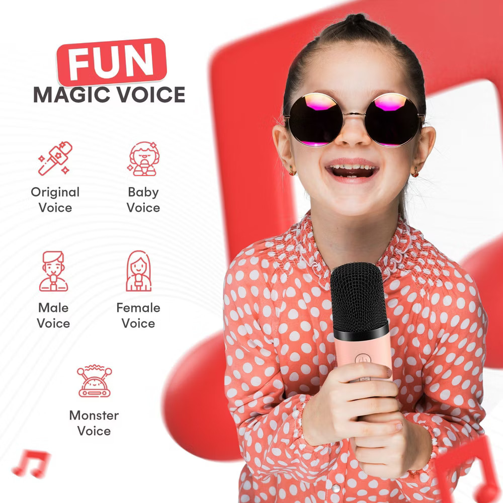 Mini Mic Pro Karaoke Machine with Microphones, Pink