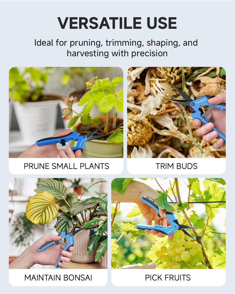 6.5" Trimming Shears Pruning Snips: Precise Gardening Scissors with Curved Micro